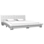 Vidaxl cadre de lit blanc similicuir 200 x 160 cm