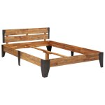 Vidaxl cadre de lit bois d'acacia massif  finition brosse 160x200 cm