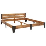 Vidaxl cadre de lit bois d'acacia massif  finition brosse 180x200 cm
