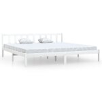 Vidaxl cadre de lit bois de pin massif blanc 180x200 cm uk super king