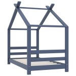 Vidaxl cadre de lit d'enfant gris bois de pin massif 70x140 cm