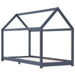 Vidaxl cadre de lit d'enfant gris bois de pin massif 90 x 200 cm