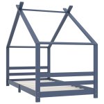 Vidaxl cadre de lit d'enfant gris bois de pin massif 90x200 cm