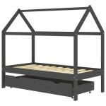 Vidaxl cadre de lit d'enfant avec un tiroir gris fonc pin 80x160 cm