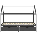 Vidaxl cadre de lit d'enfant avec tiroirs gris fonc� pin 90x200 cm