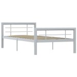 Vidaxl cadre de lit gris et blanc mtal 100 x 200 cm