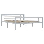 Vidaxl cadre de lit gris et blanc mtal 160 x 200 cm