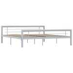 Vidaxl cadre de lit gris et blanc mtal 180 x 200 cm
