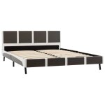 Vidaxl cadre de lit gris et blanc similicuir 160 x 200 cm