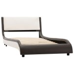 Vidaxl cadre de lit gris et blanc similicuir 90 x 200 cm