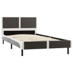 Vidaxl cadre de lit gris et blanc similicuir 90 x 200 cm