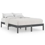 Vidaxl cadre de lit gris bois de pin massif 140x190 cm