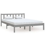 Vidaxl cadre de lit gris bois de pin massif 160x200 cm