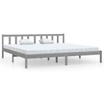 Vidaxl cadre de lit gris bois de pin massif 180x200 cm uk super king