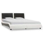 Vidaxl cadre de lit avec led blanc et noir similicuir 140 x 200 cm