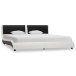 Vidaxl cadre de lit avec led blanc et noir similicuir 160 x 200 cm