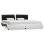 Vidaxl cadre de lit avec led blanc et noir similicuir 180 x 200 cm