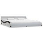 Vidaxl cadre de lit avec led blanc et noir similicuir 180x200 cm