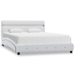 Vidaxl cadre de lit avec led blanc similicuir 140 x 200 cm