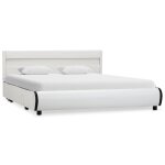 Vidaxl cadre de lit avec led blanc similicuir 140 x 200 cm Vidaxl cadre de lit avec led blanc similicuir 140 x 200 cm