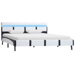 Vidaxl cadre de lit avec led blanc similicuir 140 x 200 cm