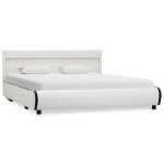 Vidaxl cadre de lit avec led blanc similicuir 160 x 200 cm Vidaxl cadre de lit avec led blanc similicuir 160 x 200 cm