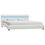 Vidaxl cadre de lit avec led blanc similicuir 180 x 200 cm