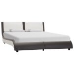 Vidaxl cadre de lit avec led gris et blanc similicuir 140 x 200 cm