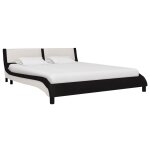 Vidaxl cadre de lit avec led noir et blanc similicuir 160 x 200 cm