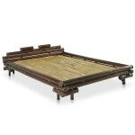 Vidaxl cadre de lit marron fonc bambou 140 x 200 cm