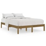 Vidaxl cadre de lit marron miel bois de pin massif 140x200 cm