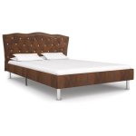 Vidaxl cadre de lit marron similicuir daim 120 x 200 cm