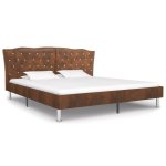 Vidaxl cadre de lit marron similicuir daim 160 x 200 cm