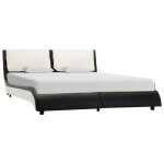 Vidaxl cadre de lit noir et blanc similicuir 120x190 cm