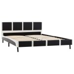 Vidaxl cadre de lit noir et blanc similicuir 140 x 200 cm