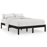 Vidaxl cadre de lit noir bois de pin massif 140x190 cm