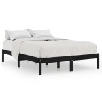 Vidaxl cadre de lit noir bois de pin massif 150x200 cm uk king