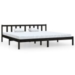 Vidaxl cadre de lit noir bois de pin massif 180x200 cm uk super king