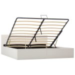 Vidaxl cadre de lit  rangement hydraulique blanc similicuir 180x200cm