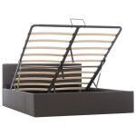 Vidaxl cadre de lit � rangement hydraulique gris similicuir 140x200 cm