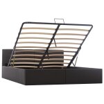 Vidaxl cadre de lit  rangement hydraulique gris similicuir 160x200 cm