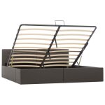 Vidaxl cadre de lit  rangement hydraulique gris similicuir 180x200 cm