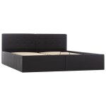 Vidaxl cadre de lit  rangement hydraulique noir similicuir 160x200 cm