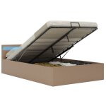 Vidaxl cadre de lit � rangement et led cappuccino similicuir 120x200cm
