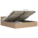 Vidaxl cadre de lit  rangement et led cappuccino similicuir 160x200cm