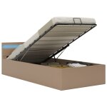 Vidaxl cadre de lit � rangement et led cappuccino similicuir 90x200 cm