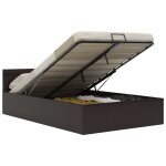 Vidaxl cadre de lit  rangement avec led gris similicuir 120x200 cm
