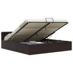 Vidaxl cadre de lit  rangement avec led gris similicuir 160x200 cm