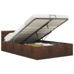 Vidaxl cadre de lit � rangement avec led marron tissu 140x200 cm