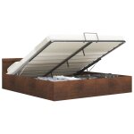 Vidaxl cadre de lit  rangement avec led marron tissu 180x200 cm